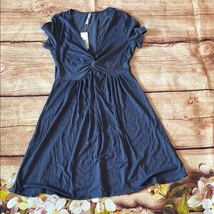 Chic Twisted Front Dress in Deep Blue